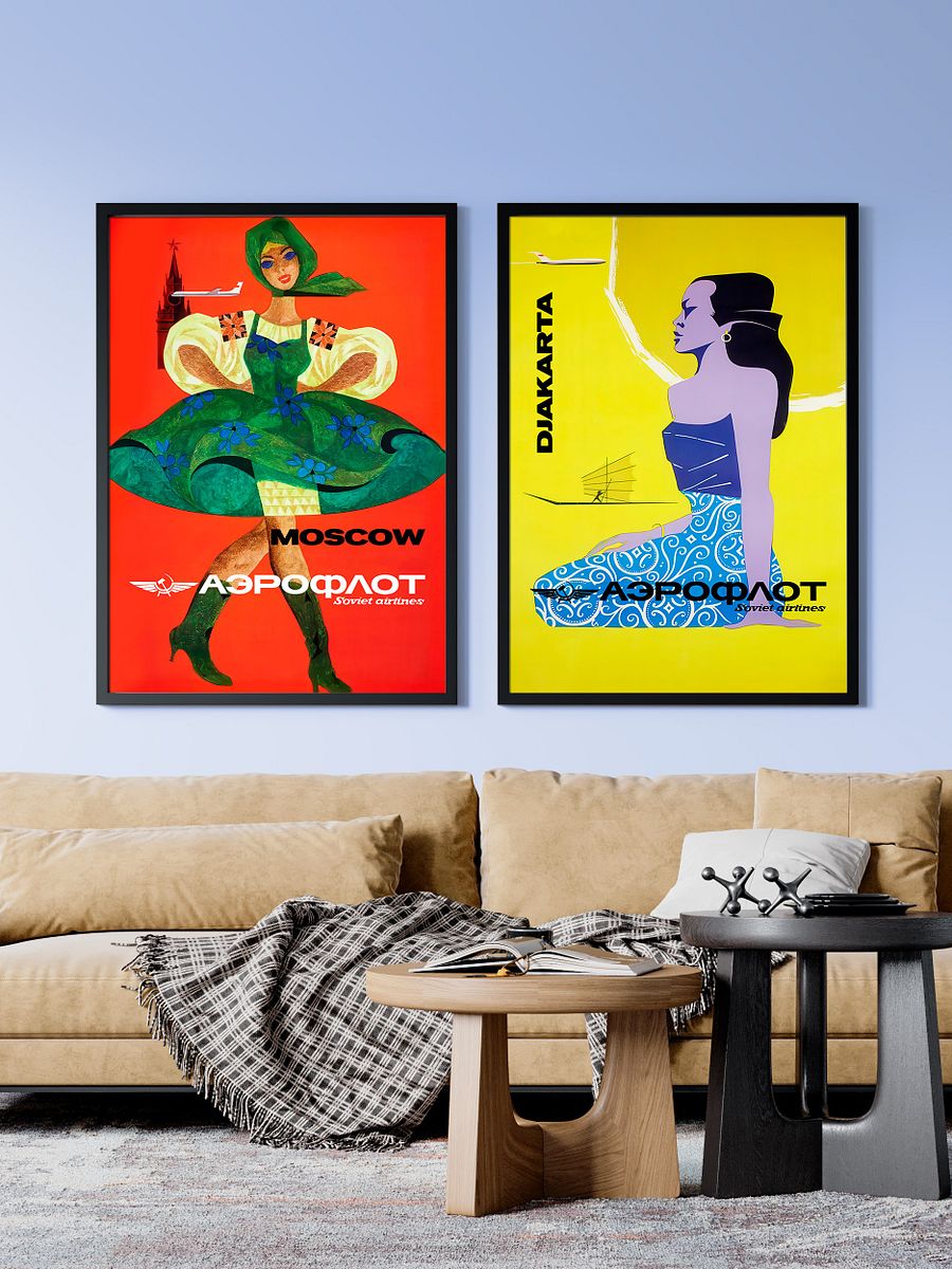 Soviet Aeroflot, USSR airlines 1970s: Jakarta, Indonesia — Soviet retro travel poster product image (2)