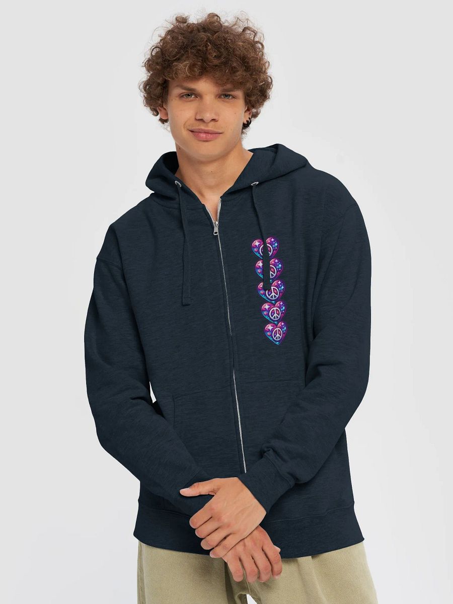 Galaxy Peace-Heart Zip Hoodie with Large Back Image of Chibi Tori product image (2)