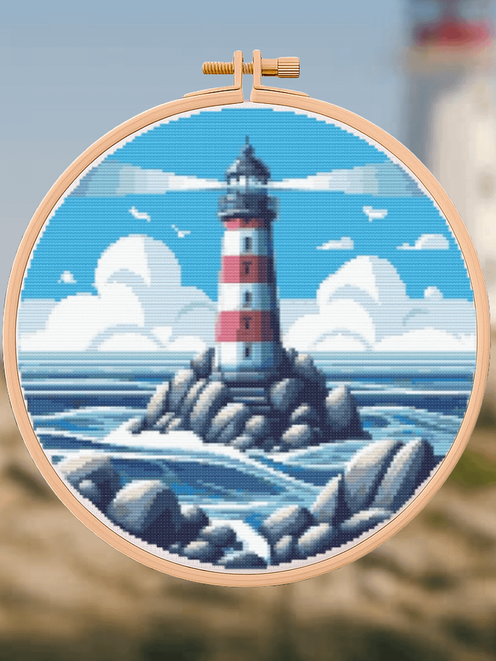 Rocky Lighthouse Cross Stitch Pattern product image (1)