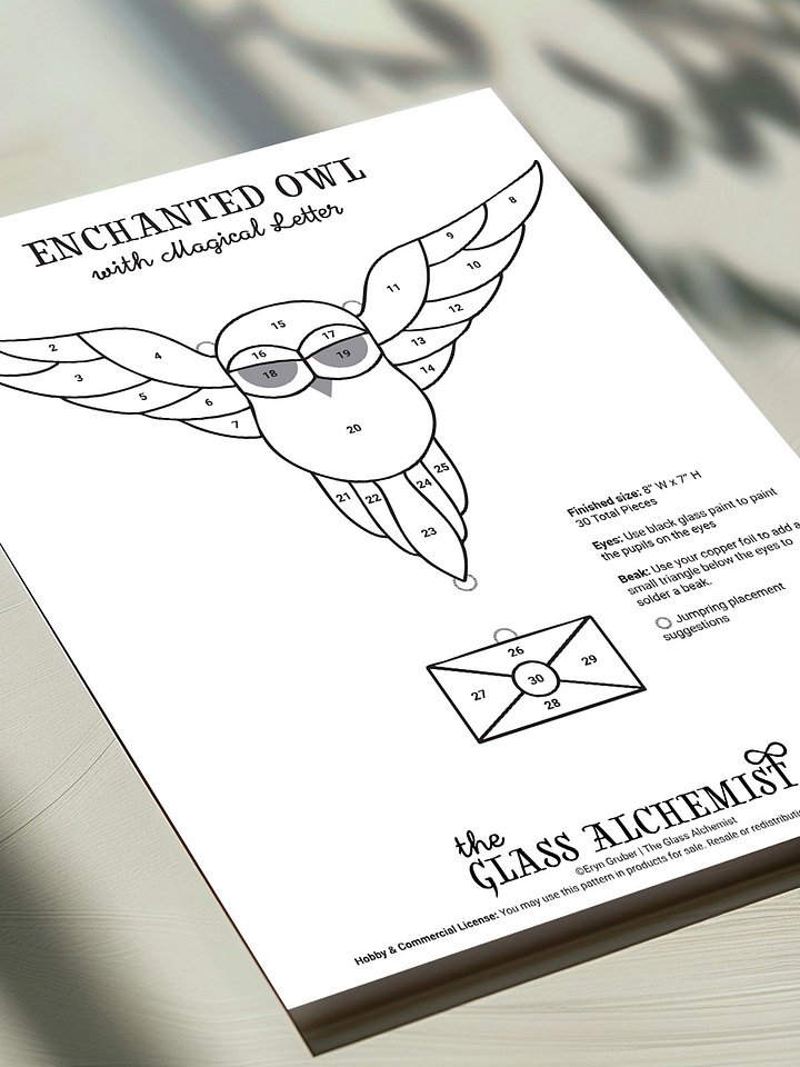 Enchanted Owl with Letter Stained Glass Pattern product image (1)