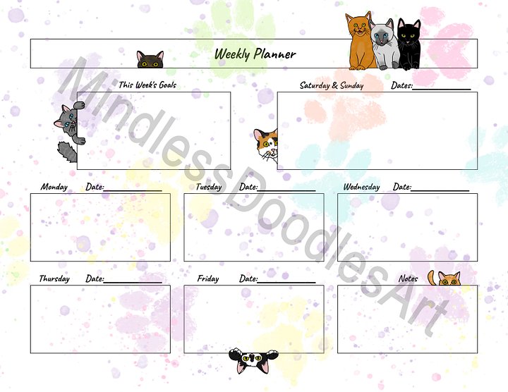 Cute Cats Weekly Planner product image (1)