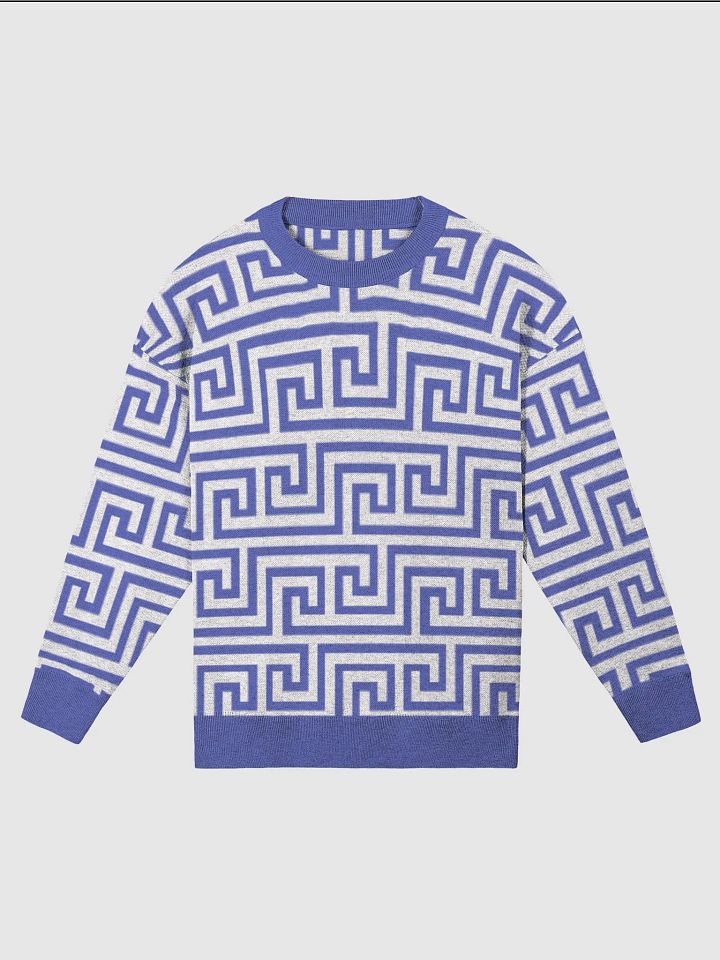 Blue Greek Key Knitted Relaxed Sweater product image (1)