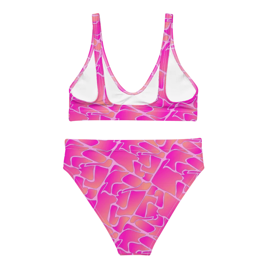Crazy Paving Pink Pattern High Waisted Bikini product image (5)