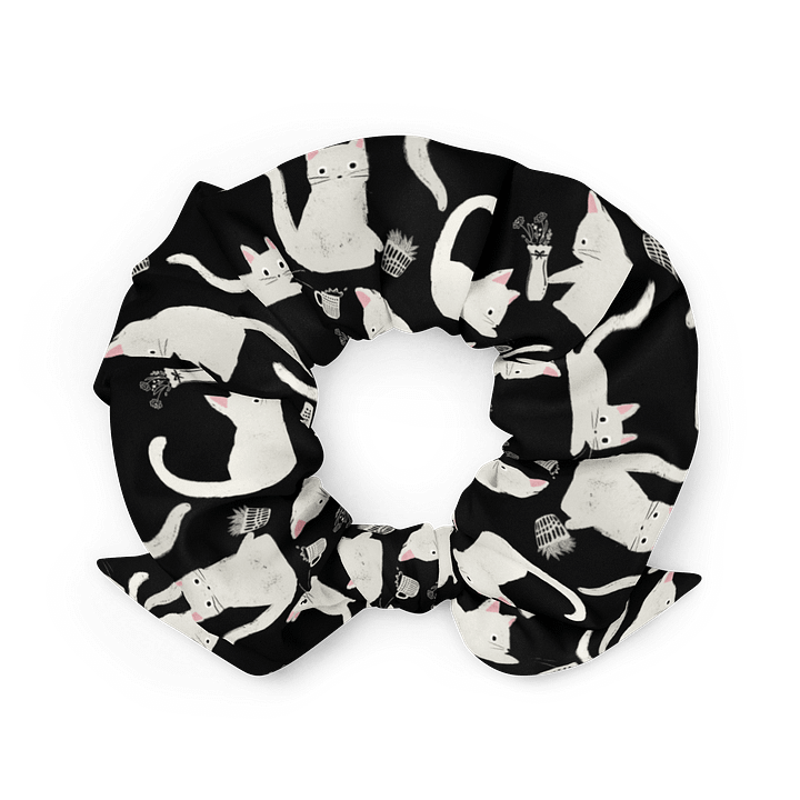 Bad Cats Knocking Stuff Over Patterned Scrunchie, White product image (2)