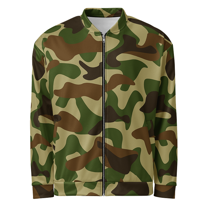 Woodland Green Army Camouflage Military Camo Pattern Unisex Bomber Jacket product image (1)