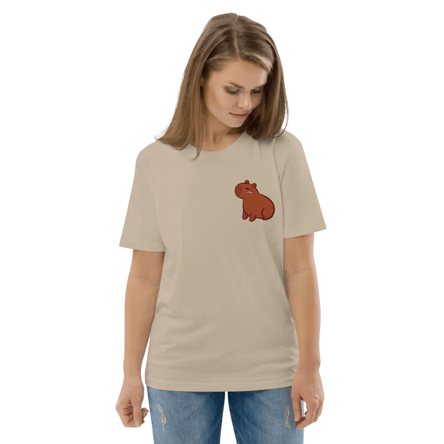 Cute Embroidered Capybara Organic Cotton T-Shirt product image (6)