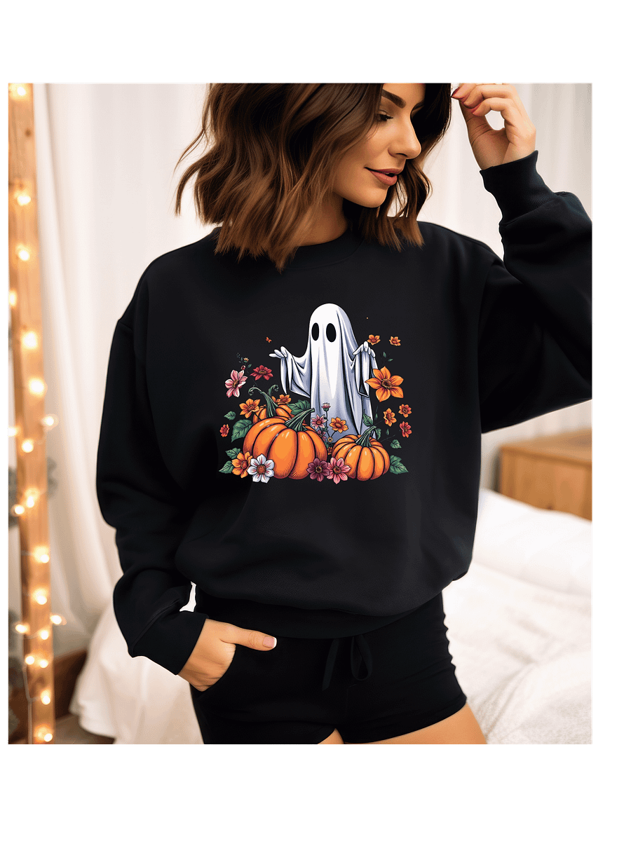 Spooky Ghost Halloween Crewneck Floral and Pumpkins product image (9)