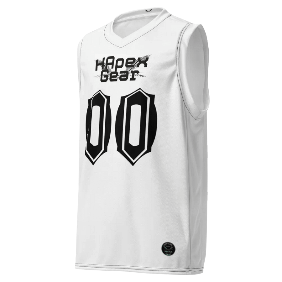 Recycled Unisex Basketball Jersey - White - Black HApex Gear Black Logo product image (1)