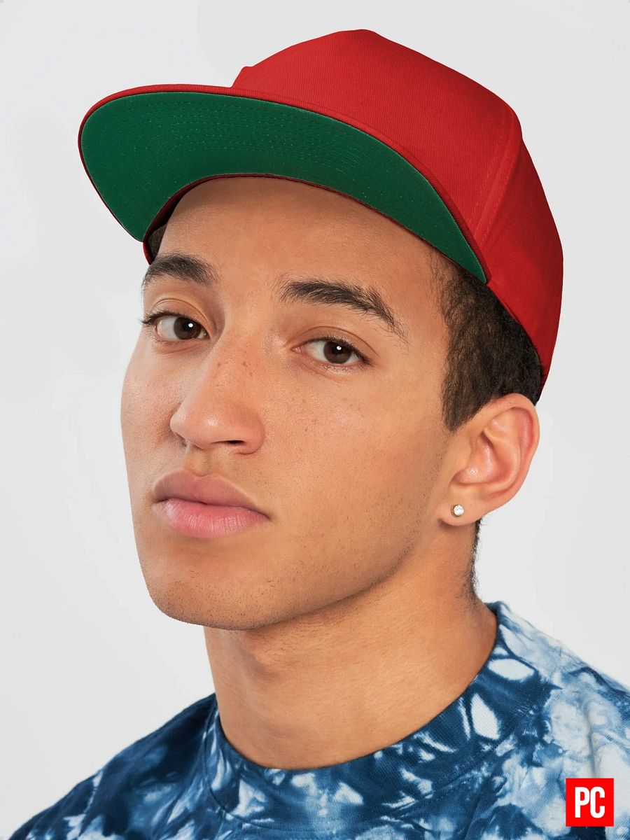 Plain Color Red Cotton Twill Flat Snapback Cap product image (1)