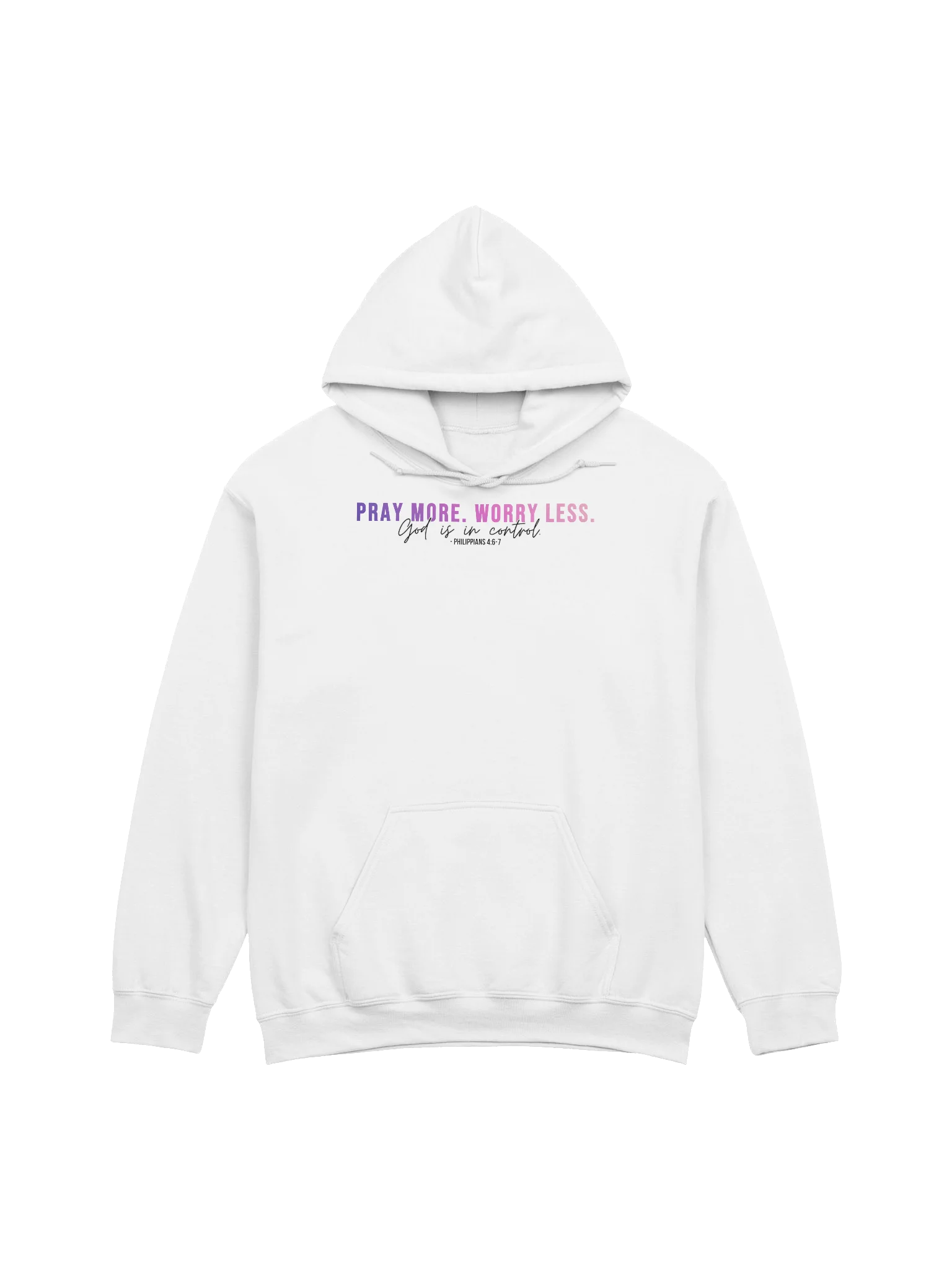 Pray More Worry Less 1.0 Hoodie - Unisex - Pink Gradient Text - Light Colors product image (2)