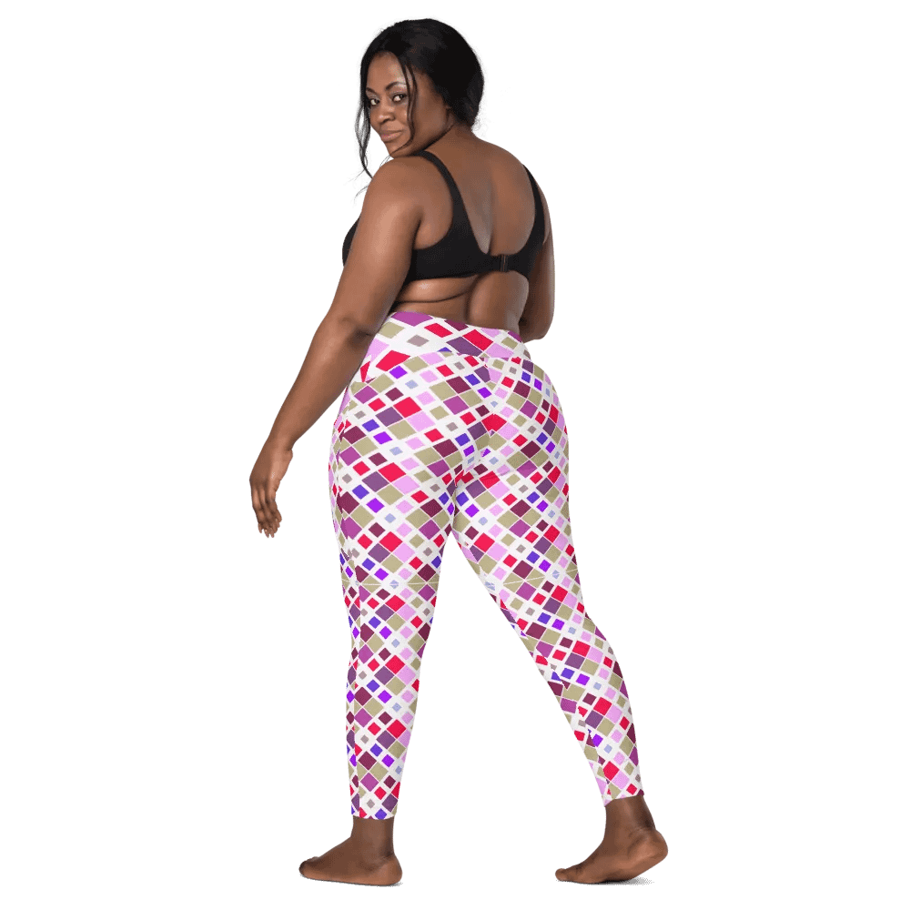 Colorful Square Pattern Design Leggings with Pocket - v3 product image (2)