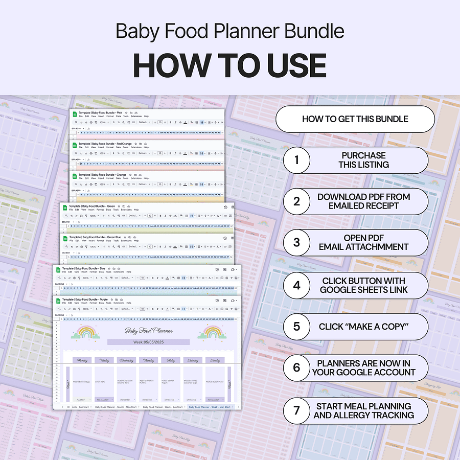 Baby Food Planner Bundle Google Sheets product image (8)