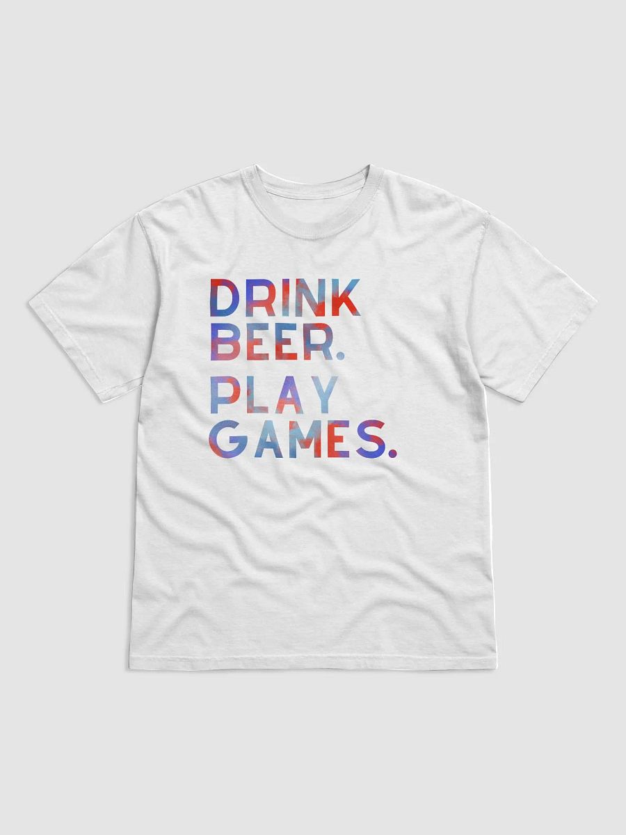 Drink Beer. Play Games. Tshirt (Red & Blue) product image (1)
