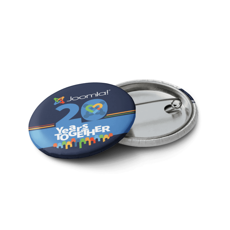 Joomla! 20th Anniversary Edition<br /> — Set of Pin Buttons — <br />1.25″ (31.25 mm) product image (3)