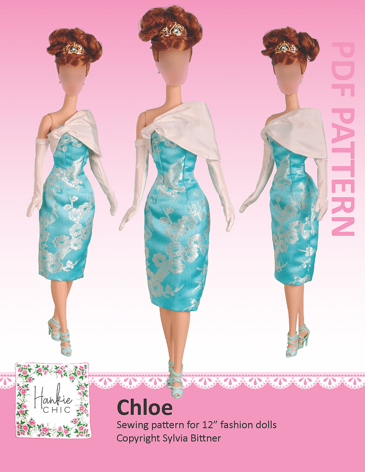 Chloe sewing pattern for 12" fashion dolls product image (1)