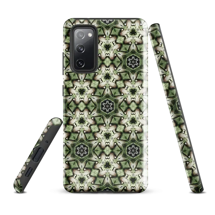 Tough Phone Case for Samsung® - Green and Beige Hex Geometric Pattern product image (1)