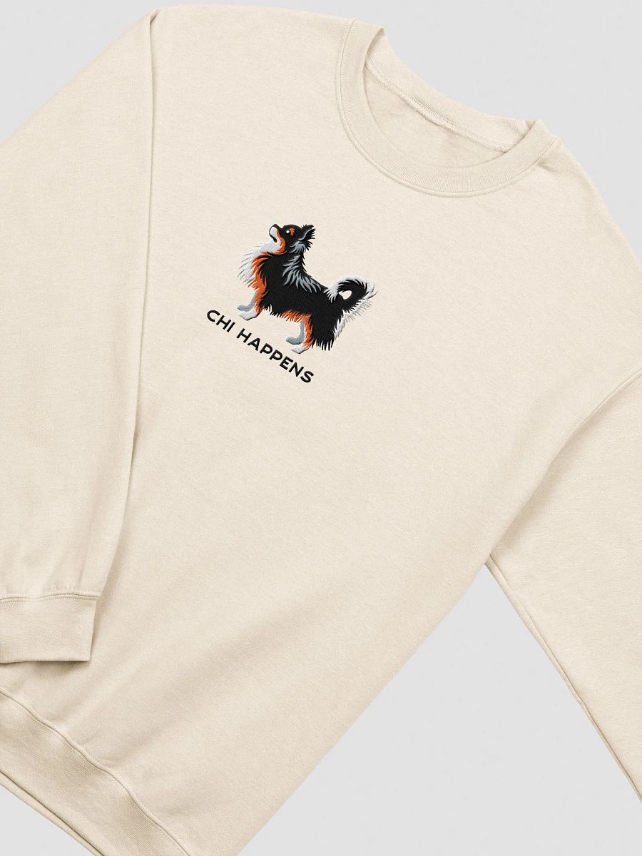 Chi Happens Sweatshirt (Embroidered) of a Longhaired Chihuahua(Tricolor) product image (15)
