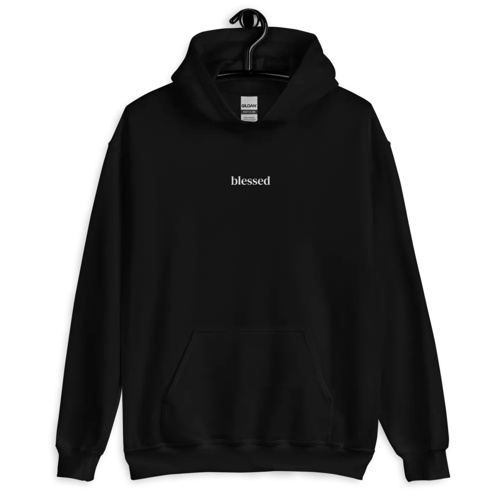 Minimalistic Unisex Blessed Embroided Hoodie (White Embroided) product image (5)
