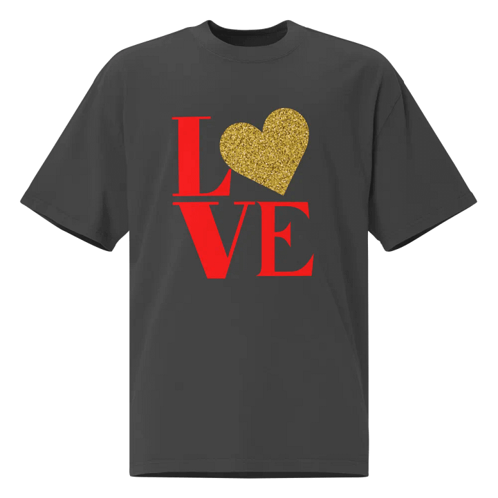 Love in Red Letters Gold Heart Oversized Tee product image (1)