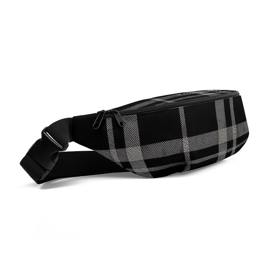 Black and White Dark Plaid Fanny Pack (Waist Bag) product image (2)