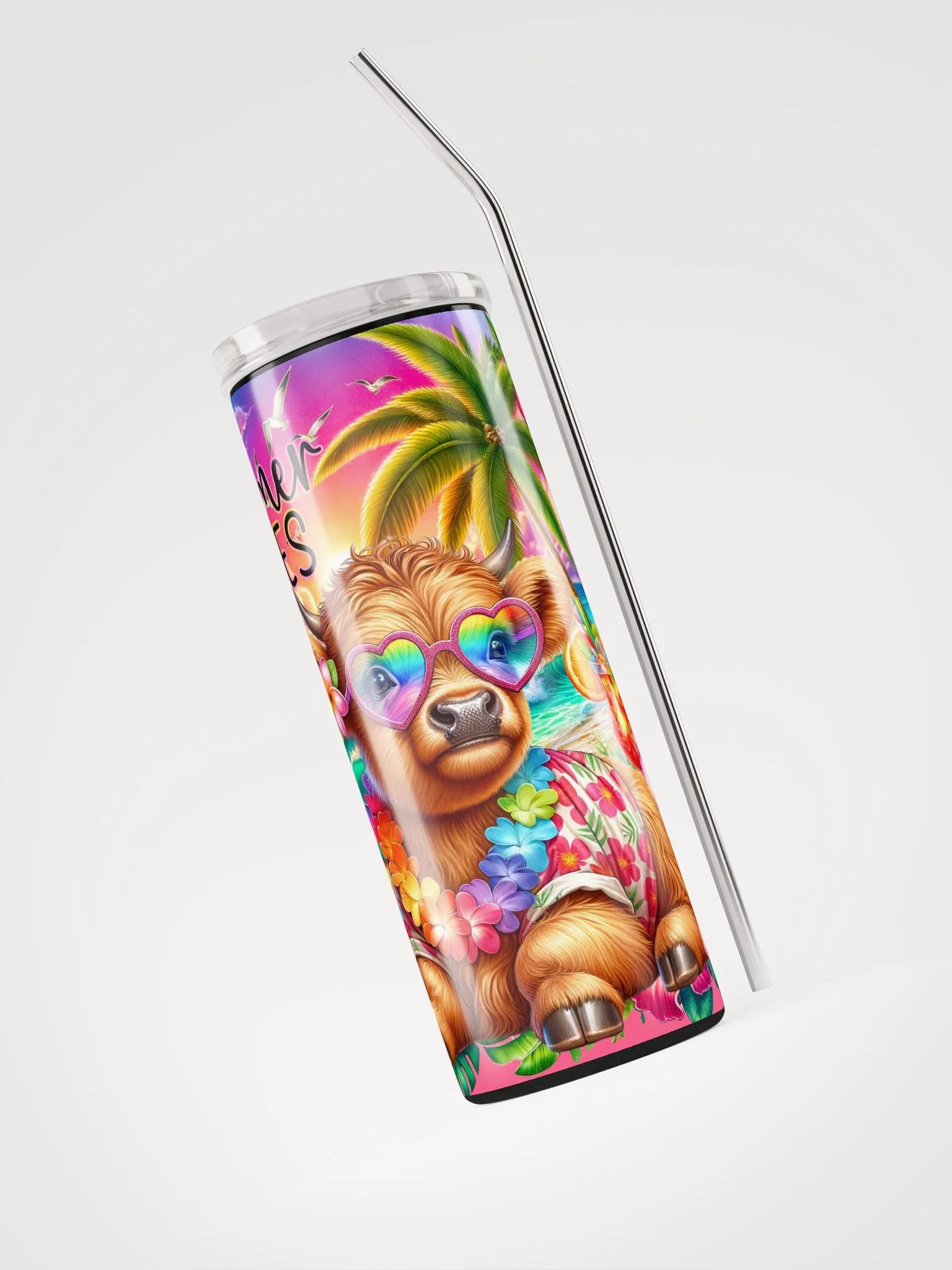 Tropical Highland Cow Summer Vibes Tumbler product image (6)