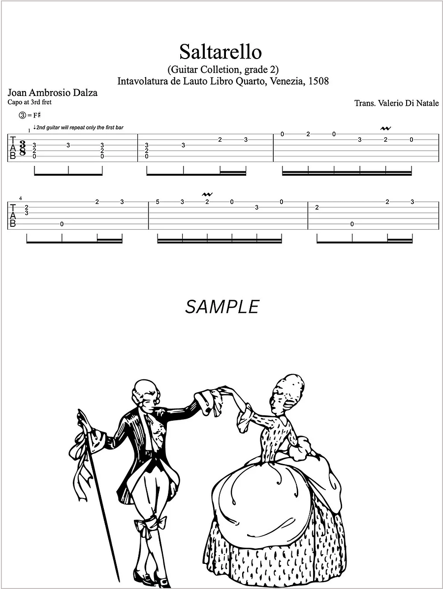 Saltarello and Piva by Joan Ambrosio Dalza - Guitar score product image (3)