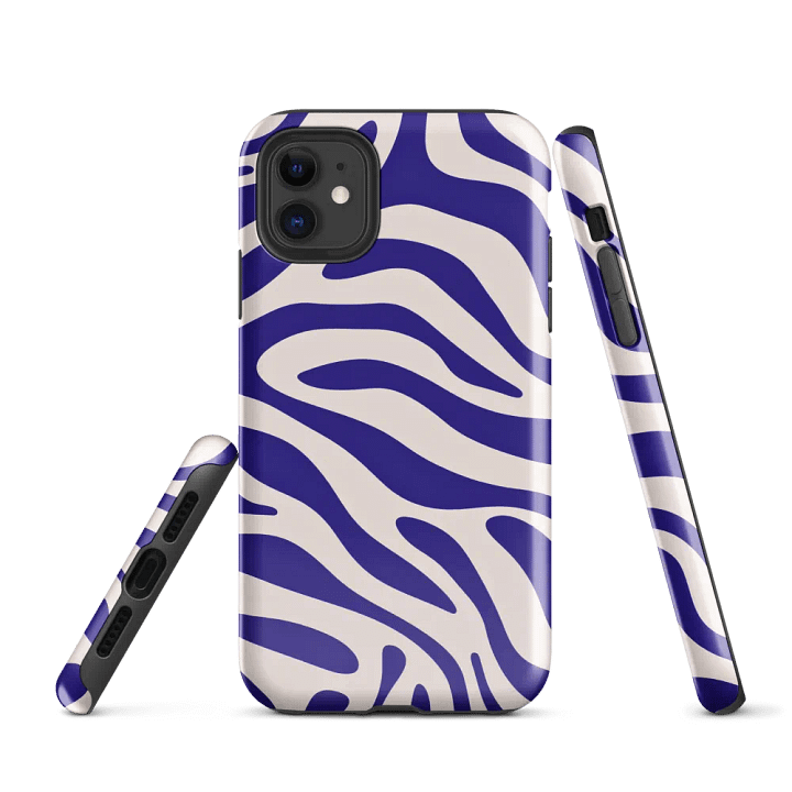 Wavy Lines (Blue and White) Tough Case for iPhone® product image (1)