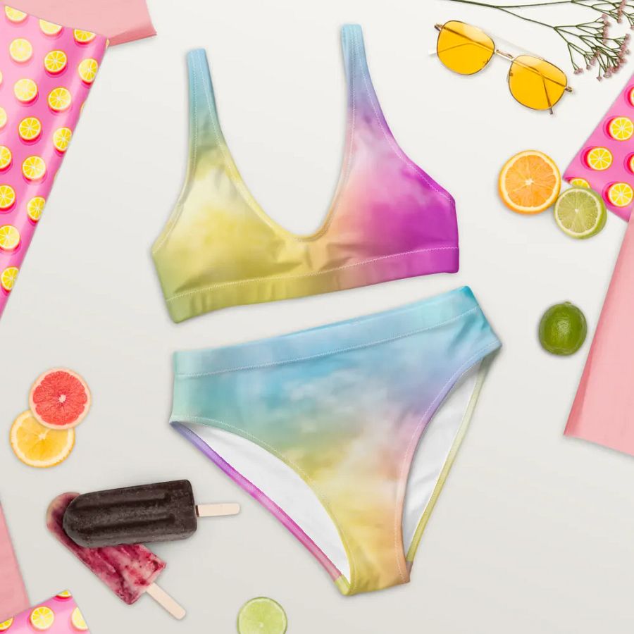 Blur cloud rainbow Design High Waisted Bikini - V3 product image (9)