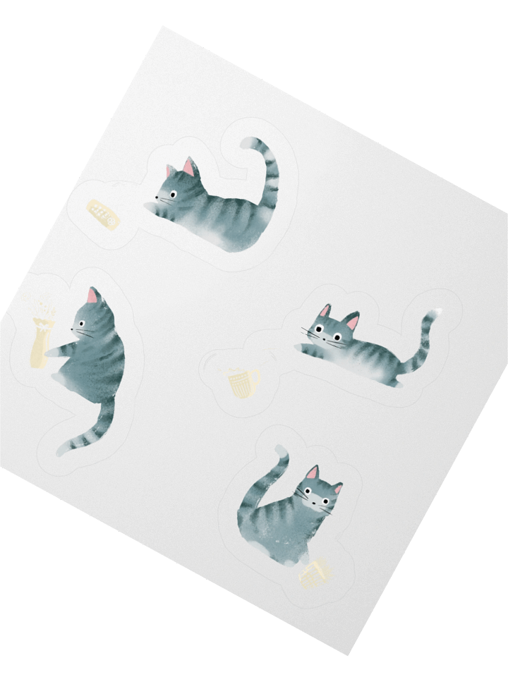 Bad Grey Tabby Cats Knocking Stuff Over Stickers product image (4)