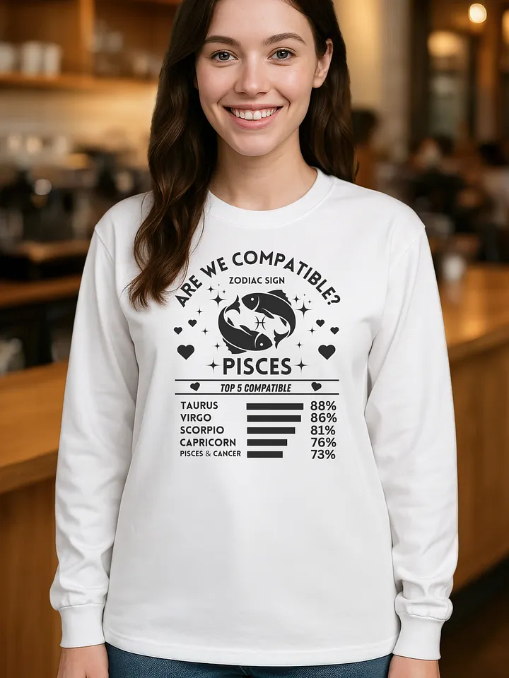 Pisces Zodiac Sign Romantic Compatibility - Gildan Ultra Cotton Unisex Long Sleeve T-Shirt - Light Colors product image (1)