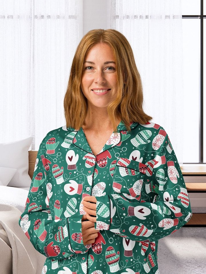 Festive Winter Mittens Pattern (Red & Green) Pyjama Shirt product image (1)
