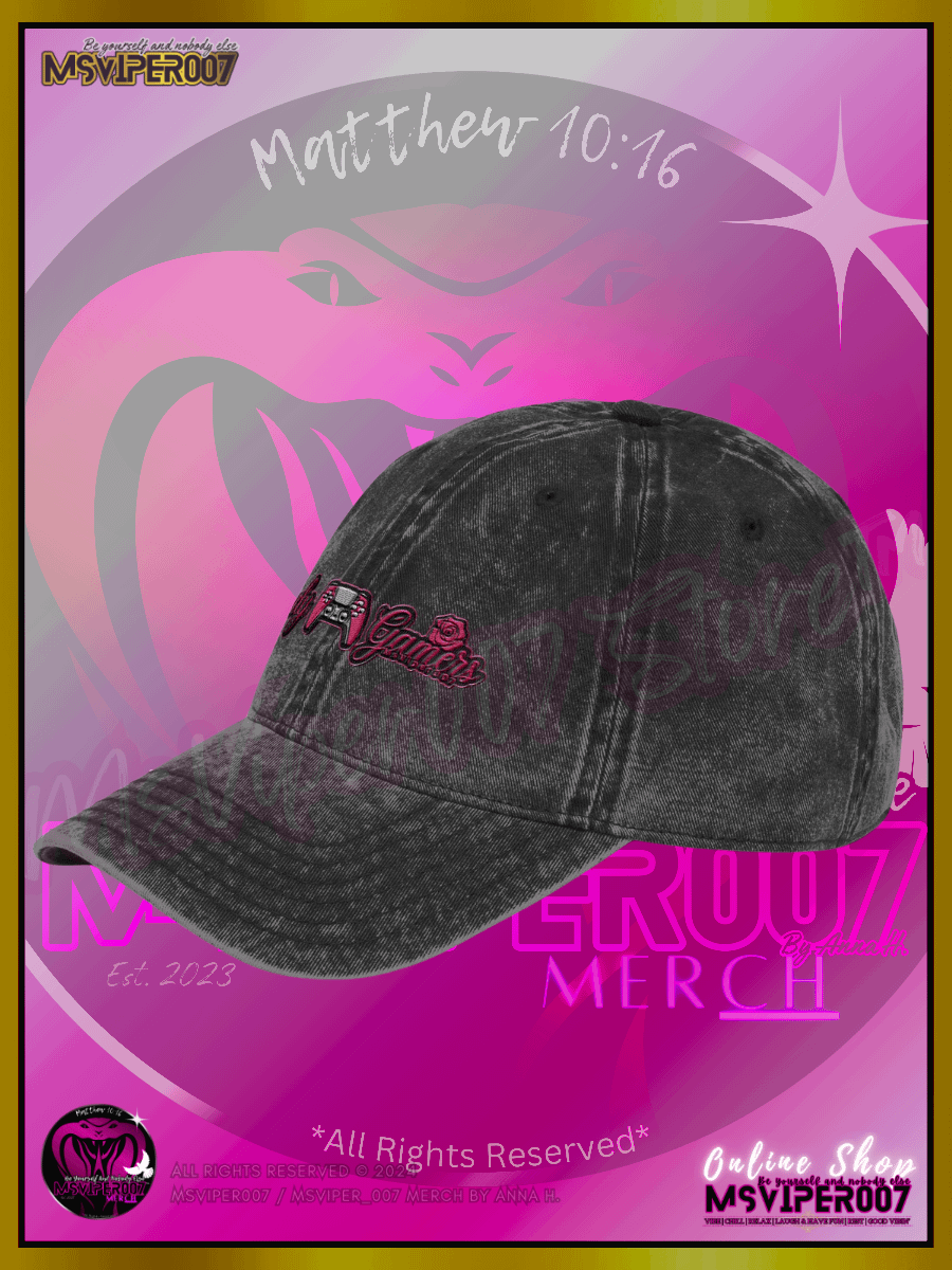 Vintage Cap [ Embroidered Design(s) ] - MsViper007's " Lady Gamers [flamingo]" Vintage Cotton Twill Cap by Anna H. product image (2)