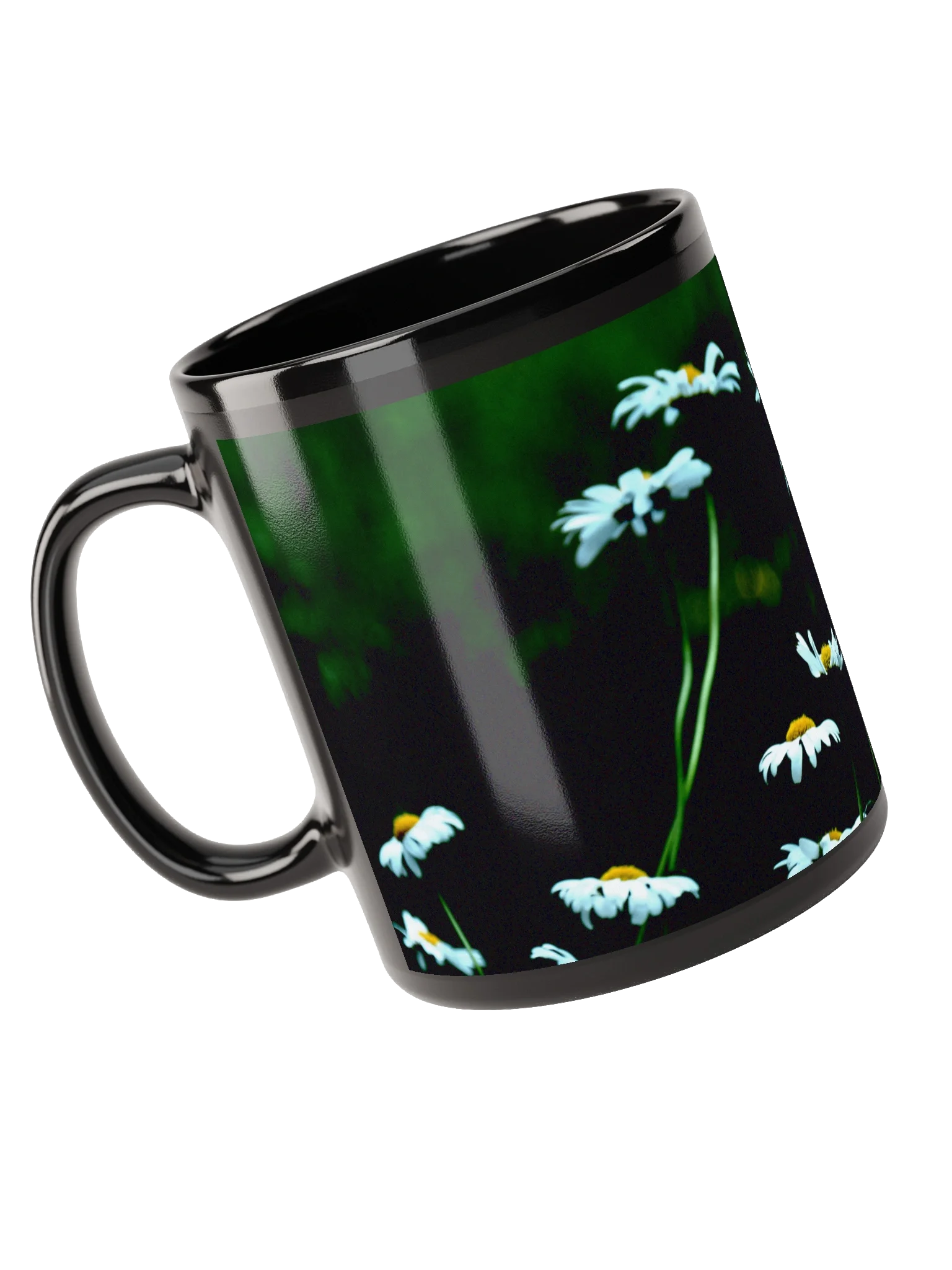 Keramiktasse schwarz - Blumenwiese bei Nacht product image (3)