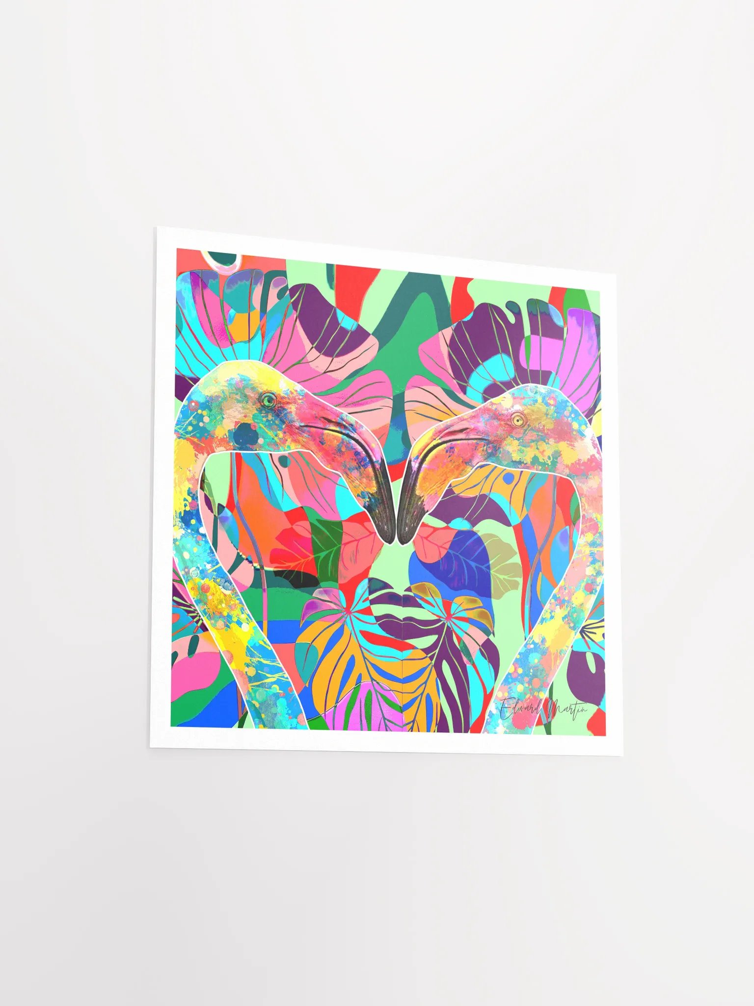 'Avian Devotion' by Edward Martin : Vibrant Flamingo Splatter Poster product image (4)