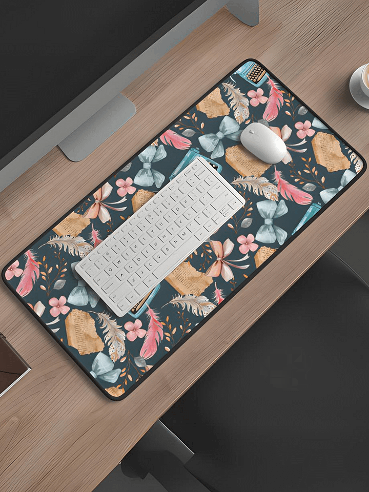 Vintage Watercolor Writer Coquette Bow Desk Mat product image (1)