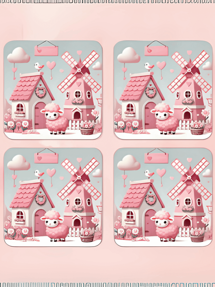 Rustic Farm Valentine Coaster Sublimation Design – countryside elements with heart accents, 300 DPI PNG, ideal for charming Valentine’s Day creations. product image (1)