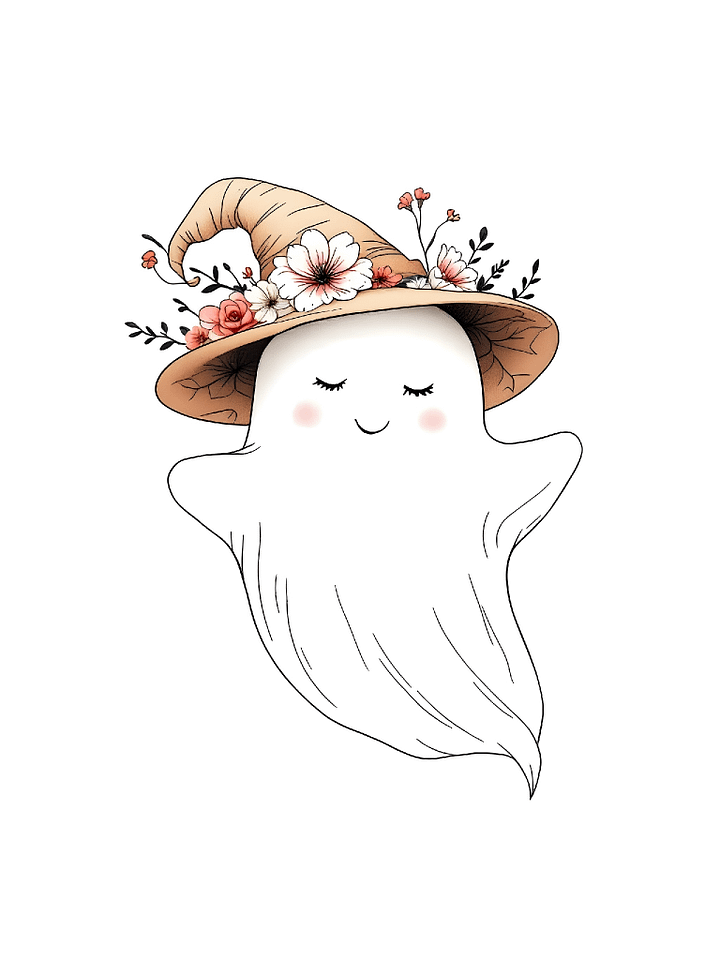 21 Simple and Elegant Smiling Ghost Clipart with Pose, Hat, and Floral Design - Charming Digital Art Collection for Halloween Decor and Projects product image (2)