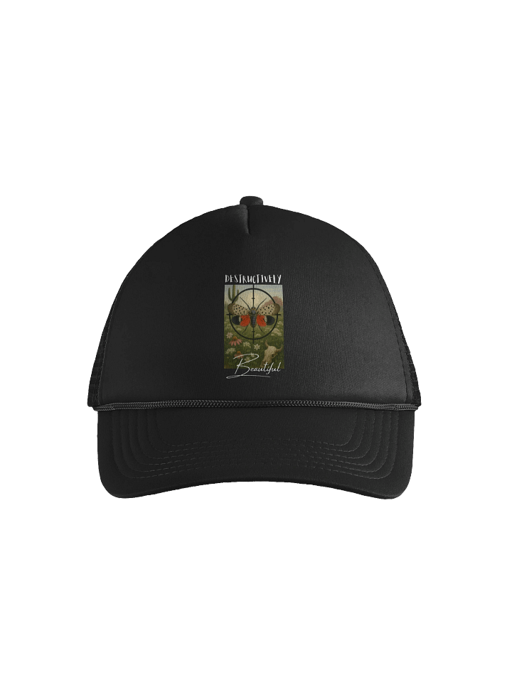 "Destructively Beautiful" Spotted Lanternfly Crosshair Trucker Hat product image (1)