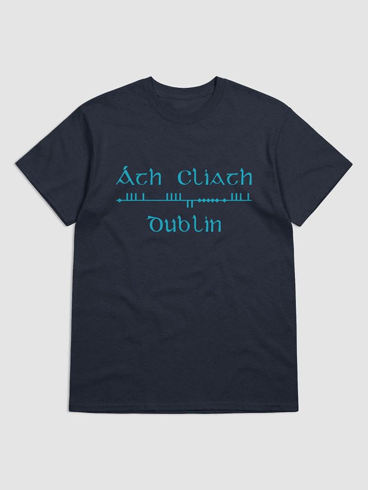 Dublin/Áth Cliath, light Blue Scholastic style ogham. printed T-shirt product image (1)