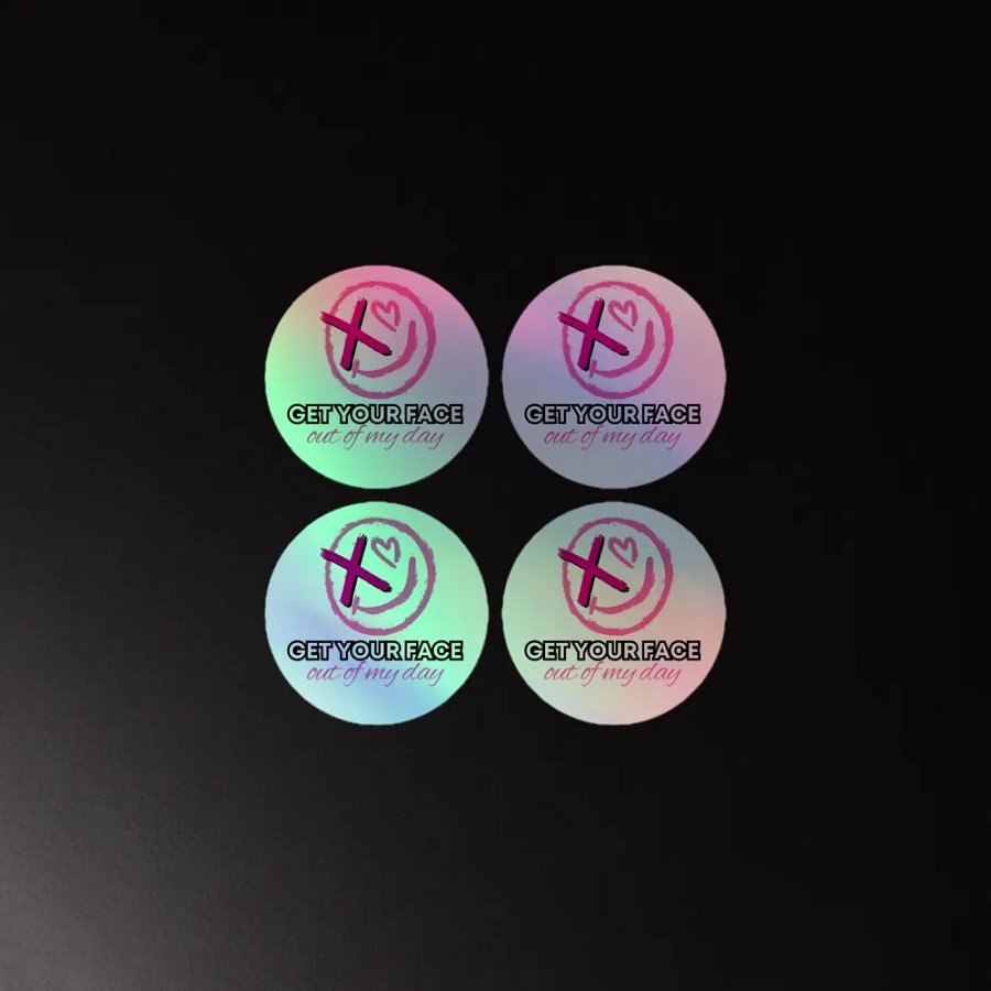 Cafe Collection: Get Your Face Out of My Day 4 pk holographic stickers product image (2)