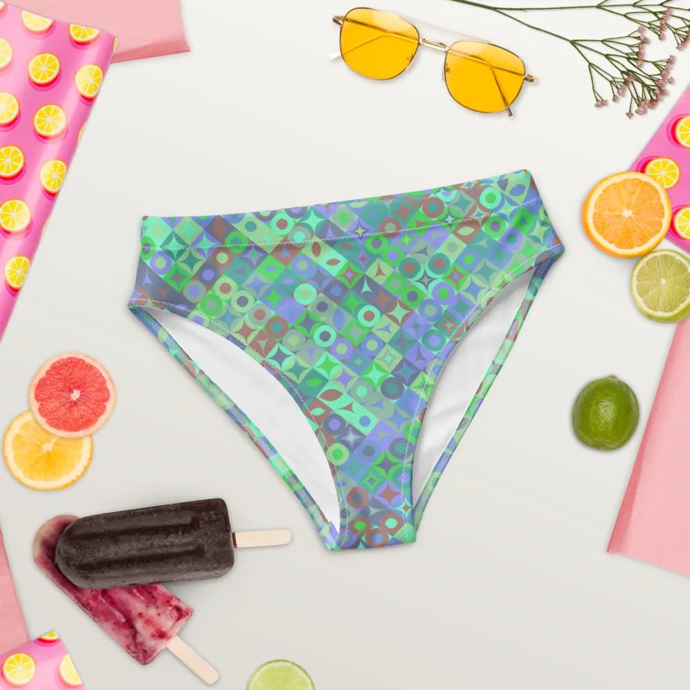 Colorful vector Pattern Design High Waisted Bikini Bottom - v8 product image (8)