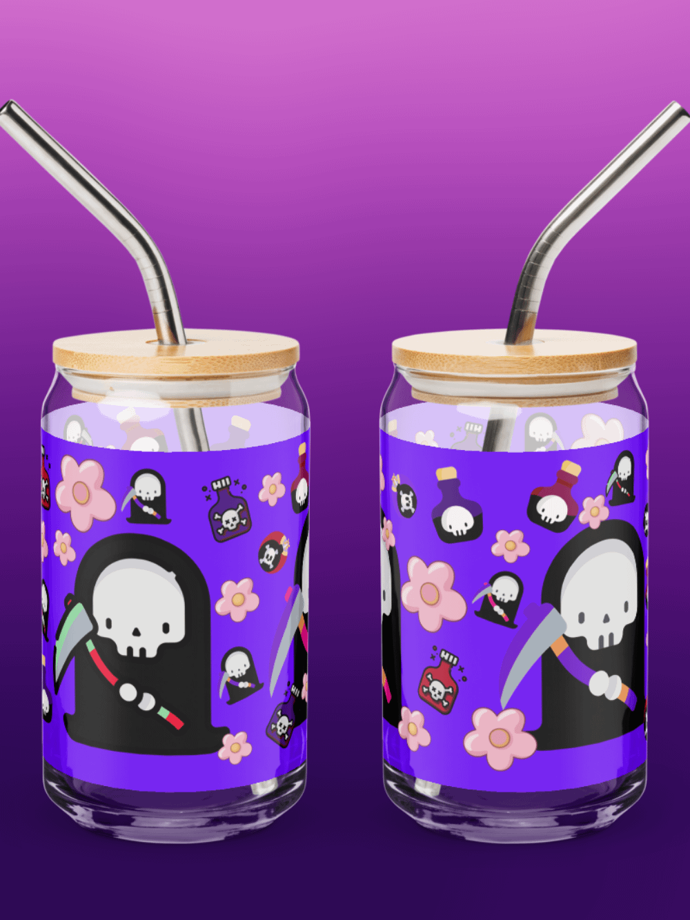 Purple Grim Reaper Glass Tumbler product image (1)