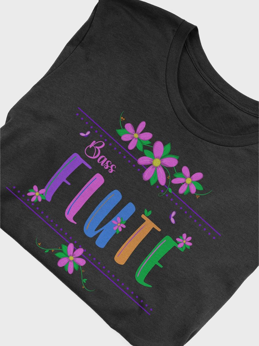 Unisex Fit - Floral Flute T Shirt (Bl or Wh) - Pink Bass Letters product image (4)