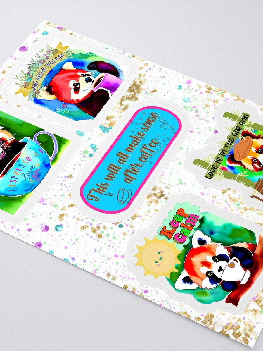 Cute Red Panda Coffee 5 Piece Sticker Sheet product image (3)