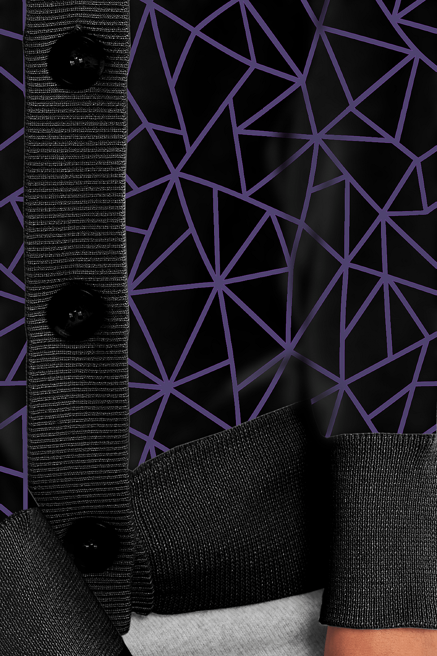 Purple Black Geometric Cardigan Sweater product image (12)