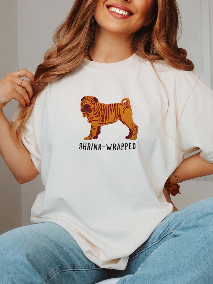 Shrink-Wrapped T-Shirt(Embroidered) of a Chinese Shar-Pei(Tan) product image (2)