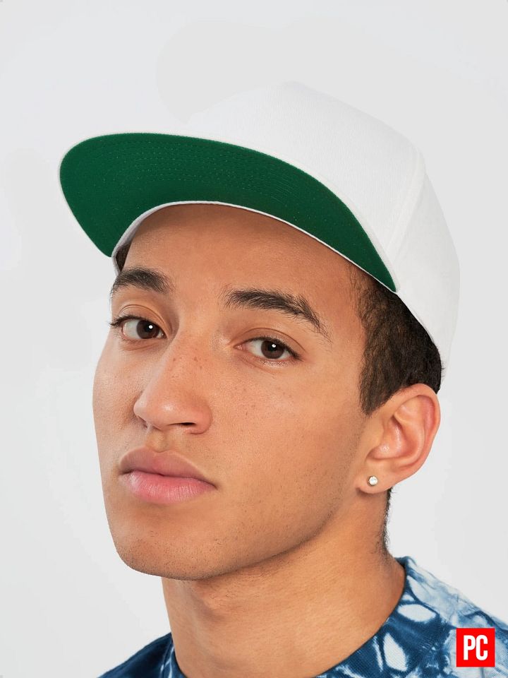 Plain Color White Cotton Twill Flat Snapback Cap product image (1)