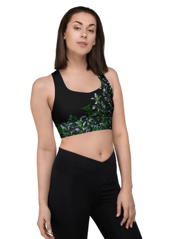 Longline-Sport-BH aus recyceltem Material - Blumenkontrast product image (4)