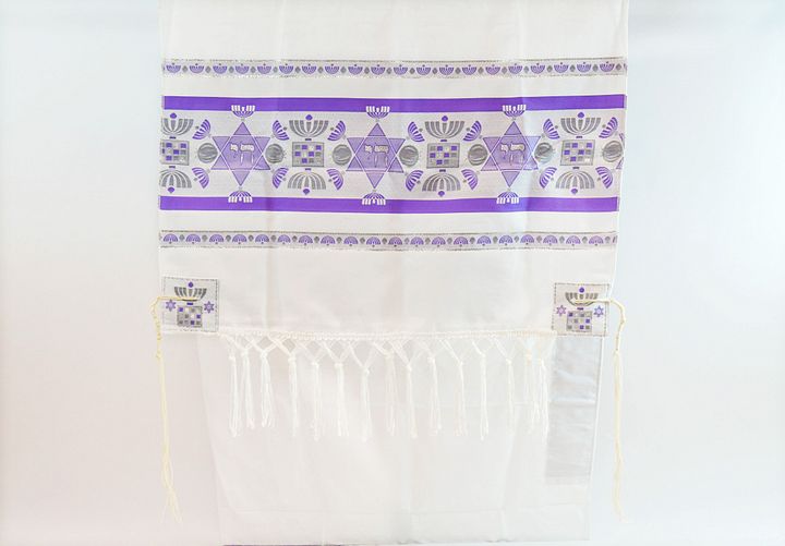 PURPLE MENORAH -Small Tallit (Prayer Shawl) KIT product image (1)