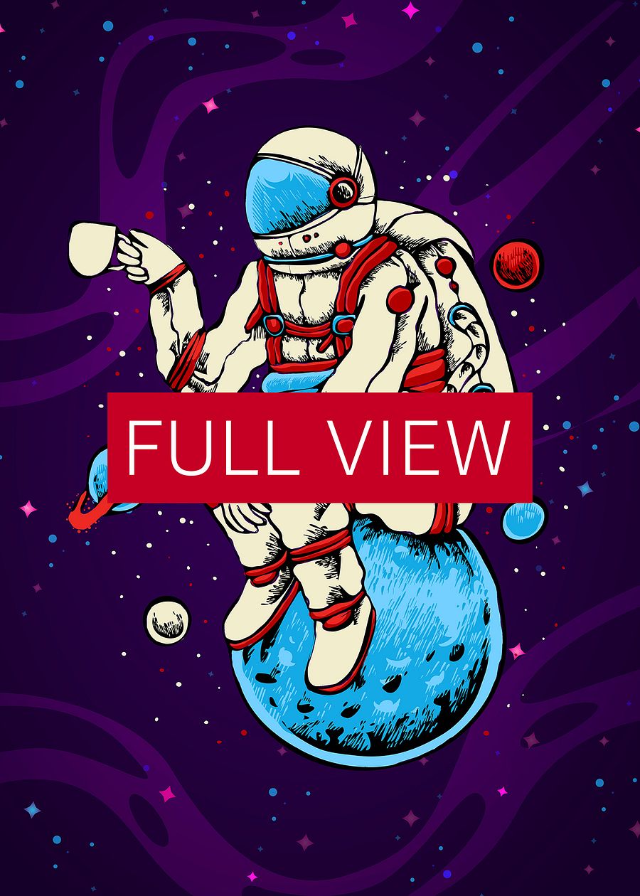 Astronaut, coffee, Moon — space poster, synthwave space, neon space, aesthetic poster product image (3)